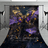 Aperturee - Aperturee Abstract Purple Gold Butterfly Sweep Photo Backdrop